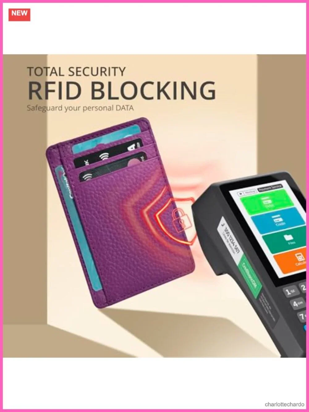Slim Minimalist RFID Blocking Leather Front Pocket Wallet, Fuchsia